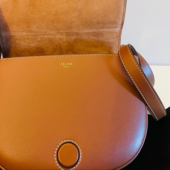 Celine Folco Cuir Triomphe In Smooth Calfskin Tan Bag - Picture 6 of 8